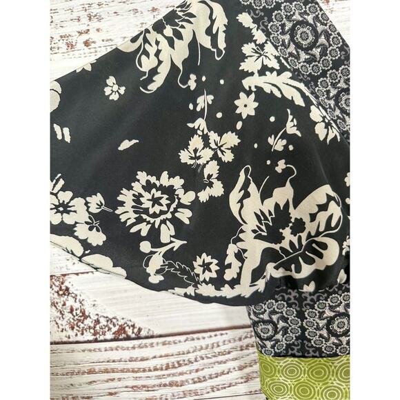 Phoebe Couture Womens Floral Empire Waist Border Trim Silk Dress Black Size 4 - Picture 7 of 14